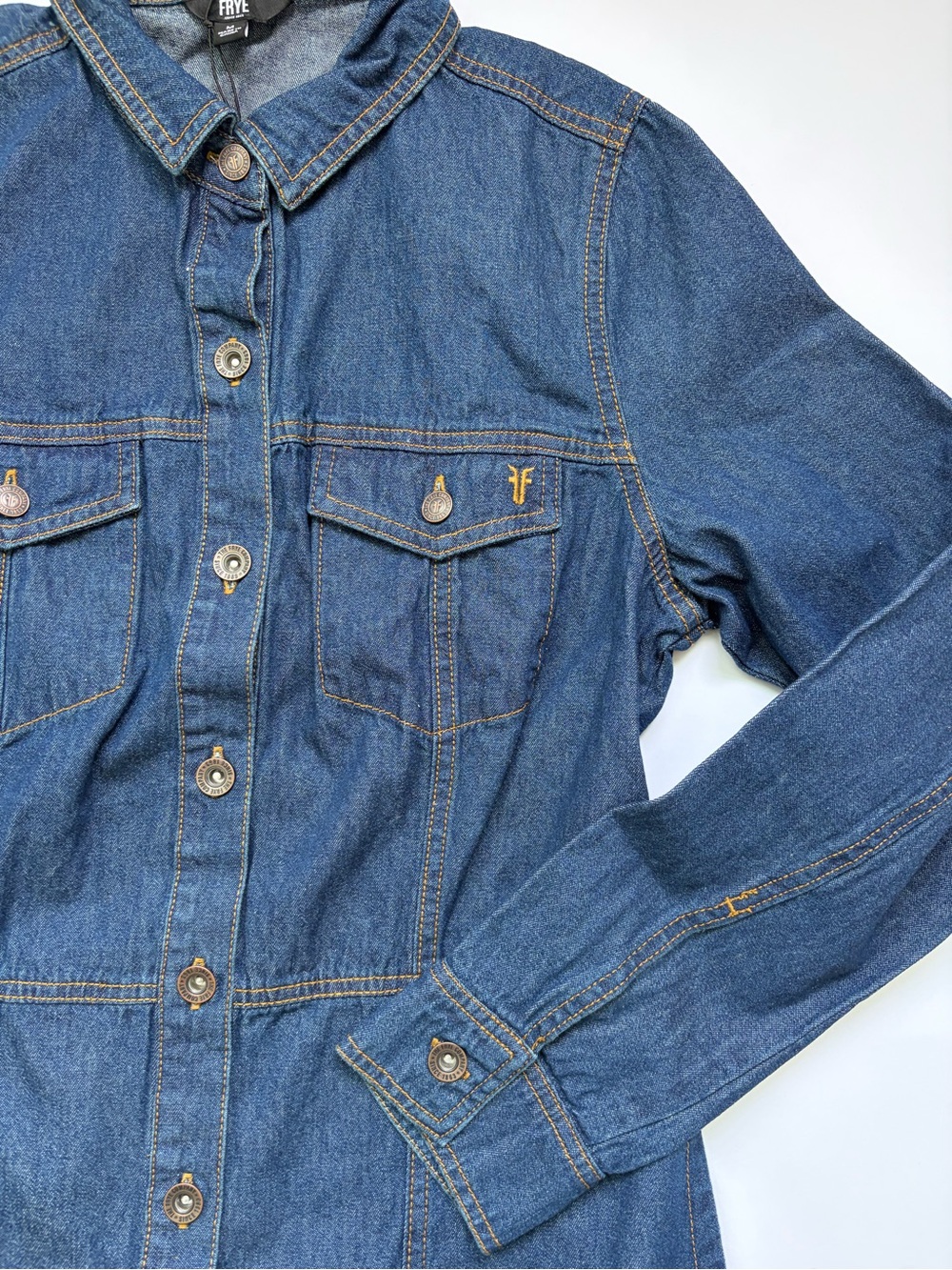 Frye Dark Blue Denim Midi Shirt Dress - Picture 2 of 7